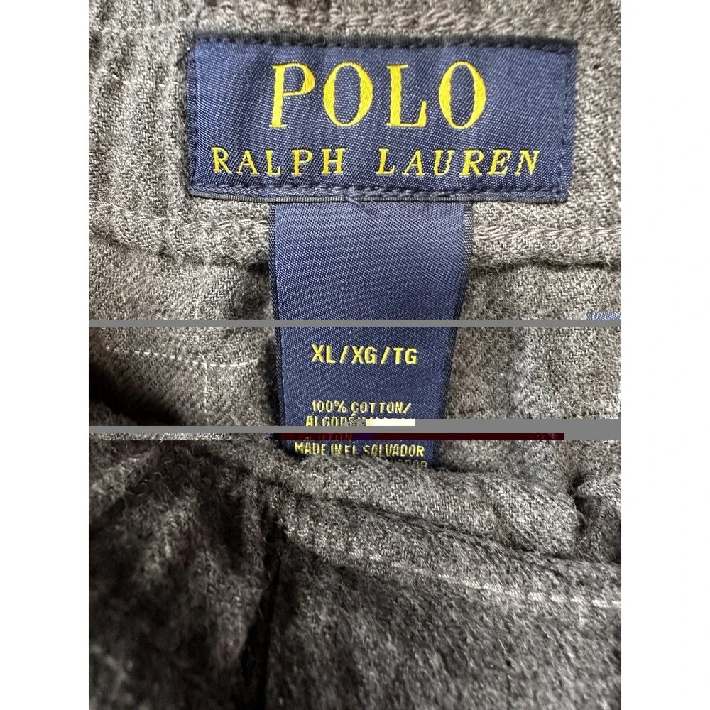 Polo Ralph Lauren Sleepwear Pajama PJ Pants Mens XL Gray Plaid Cotton - NEW BNWT